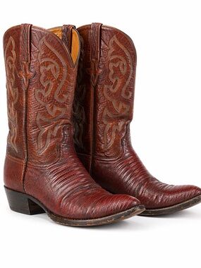 Lucchese Vintage Cowboy Boots Teju Lizard  Brown Size 10D Mens